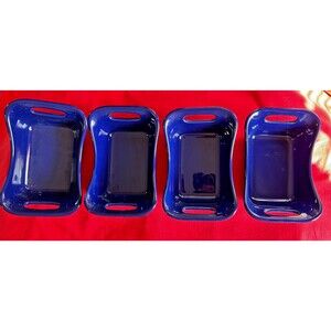 Rachael Ray Cobalt Blue Individual 7" Casserole Dish 20 oz Set of 4 NWOB